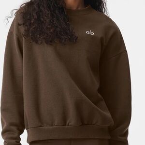 Alo Accolade Crew Neck Pullover Espresso Brown Sweatshirt